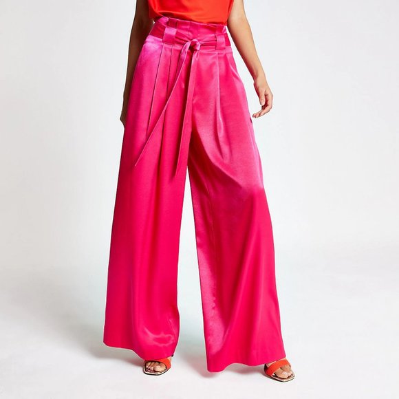hot pink satin pants